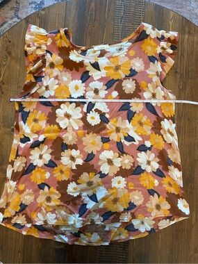 Women’s Floral Ruffle Sleeve Cami - Rust Floral